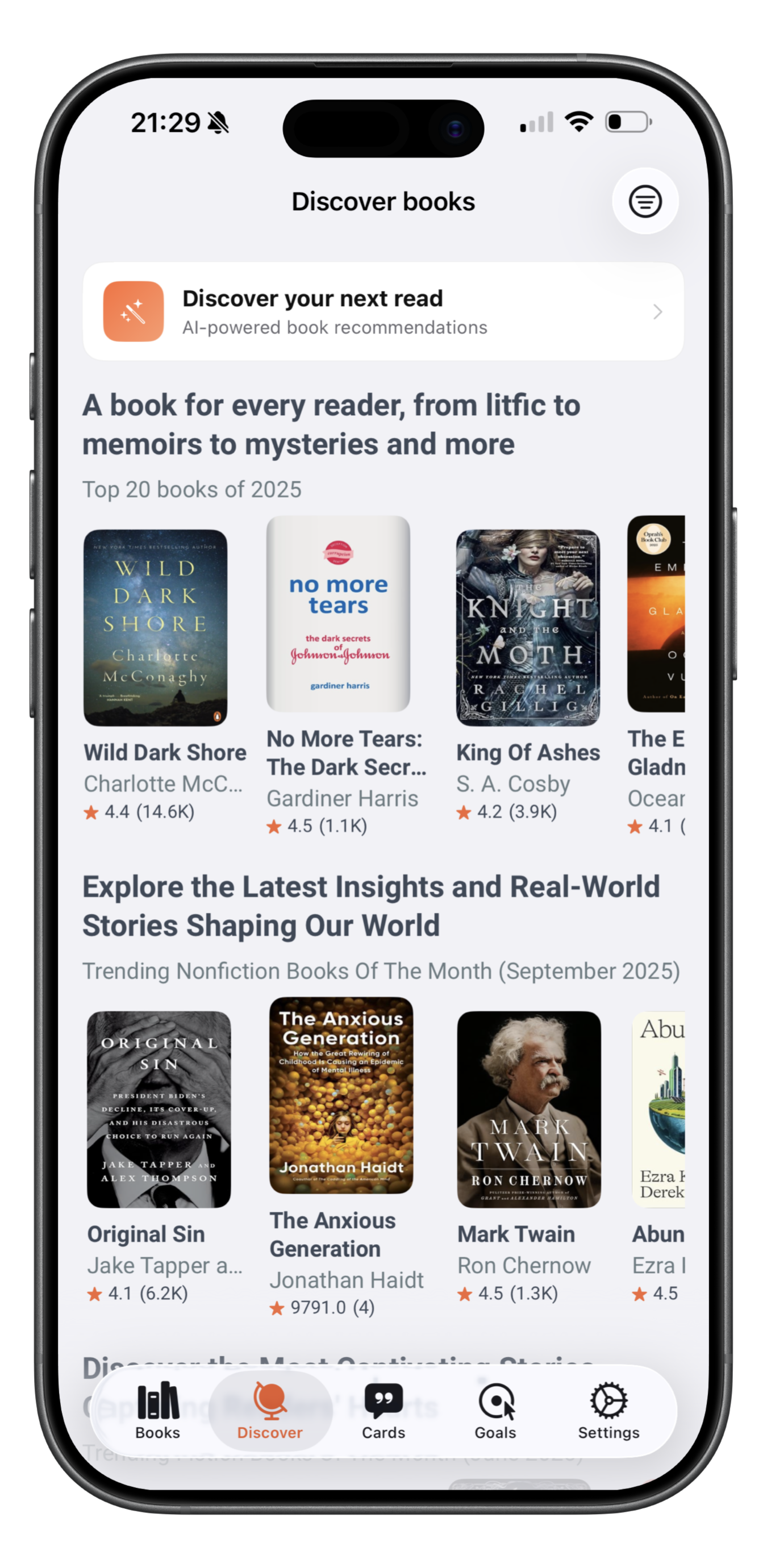 Discover Books screen
